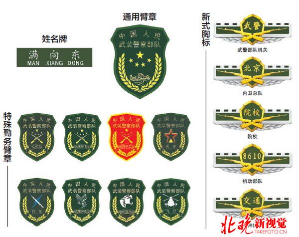 武警部队统佩新式胸标臂章 胸标以56式半自动