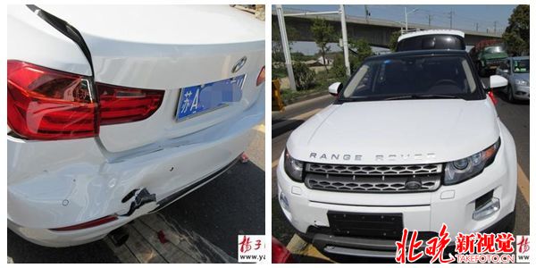  路虎追尾老爸宝马  网友:大水冲了龙王庙土豪果