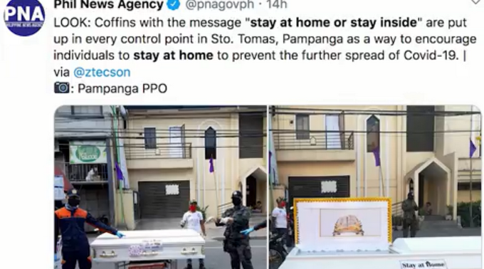 [推荐]硬核！菲律宾抬棺材宣传防疫：要么在家待着，要么在棺材里躺着！