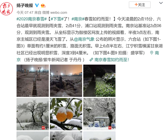 『推荐』你没看错！杭州南京下雪了！网友：前几天还热得能穿短袖……