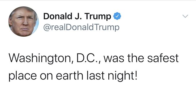 特朗普白宫外抗议人群迟迟不散，周围数个街区被军队警察封锁，特朗普：真安全