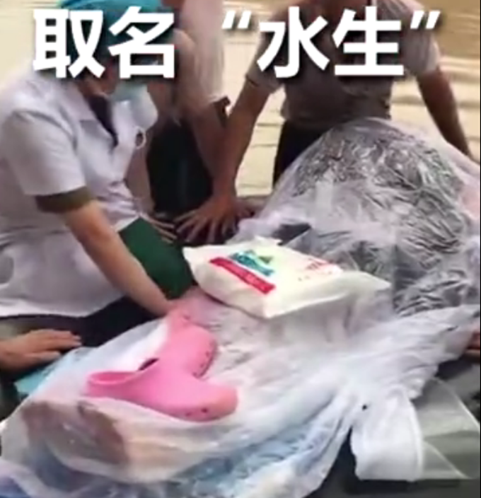 洪水孕妇洪水中转移途中产子，取名“水生”，网友送祝福