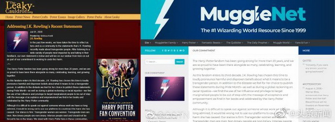 JK罗琳划清界限！《哈利·波特》作者J.K.罗琳遭两大粉丝网站封杀