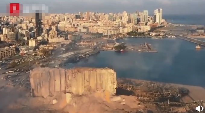 热点|航拍黎巴嫩爆炸现场：留下一片骇人的黄色废墟