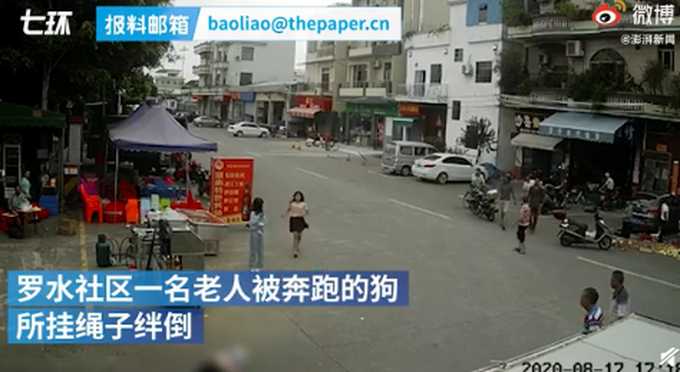 热点|老人被狗绳绊倒，腾空面朝下摔地后身亡，牵狗女子逃离现场