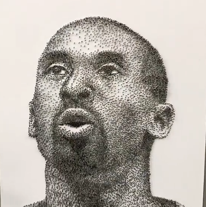 艺术|密集恐惧症慎入，美术老师用钉子作画，画大象用7万颗钉子