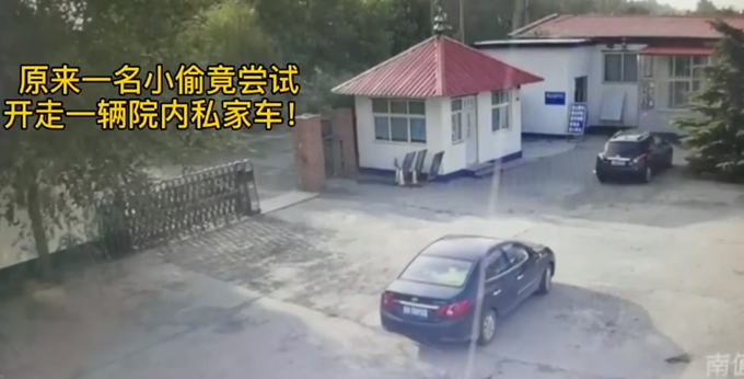 笨贼|笨贼不会开车溜进警队偷车，没松手刹猛踩油门，最后被抓了