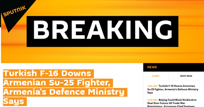 |土耳其一战机击落亚美尼亚战机，重申对阿塞拜疆支持，俄罗斯反对