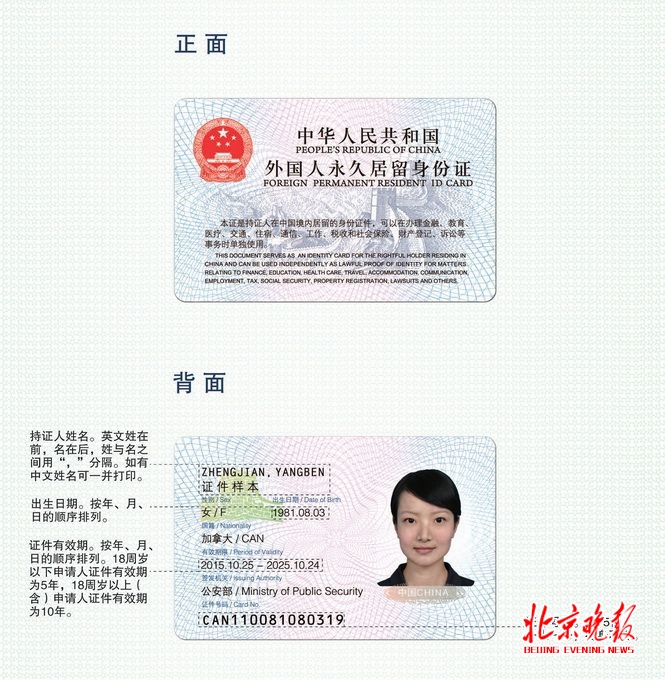 外国人居留证格式图片